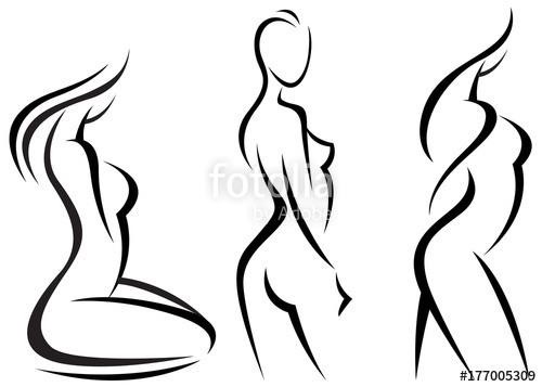 500x357 Set Stylized Beautiful Women Silhouettes Vector Illustration