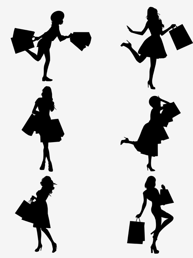 640x855 Shopping Woman Silhouette Vector Material, Shopping, Woman