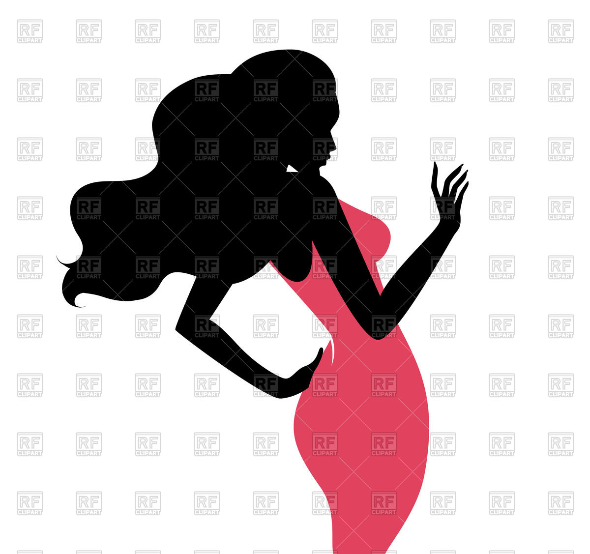 1200x1127 Silhouette Of Beautiful Woman In Pink Dress Vector Image Of People