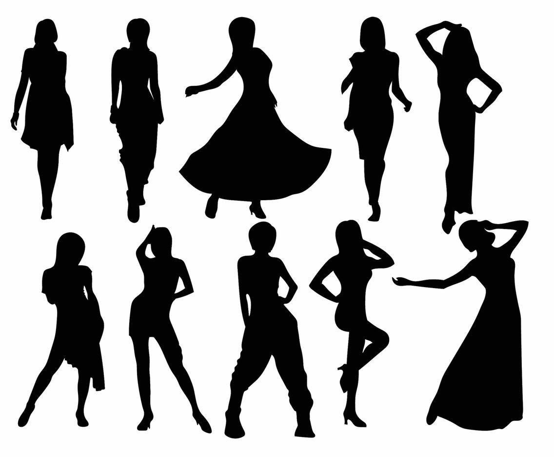 1136x936 Woman Silhouette Set Vector Art Graphics