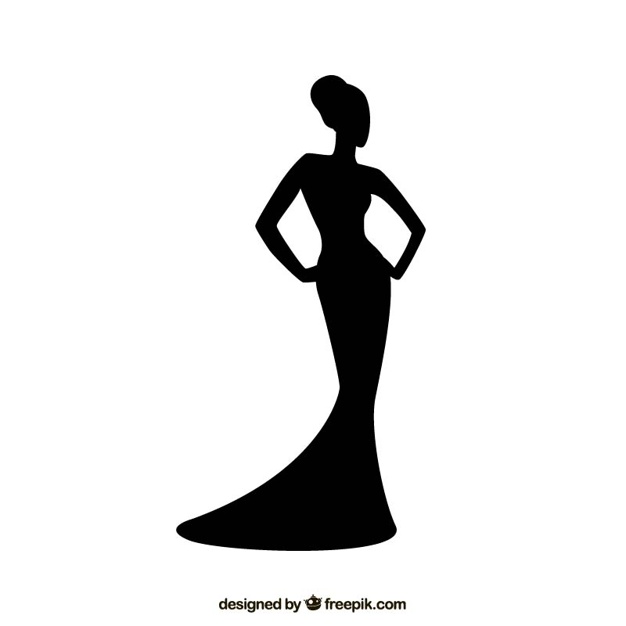 626x626 Woman Silhouette With Elegant Dress Vector Premium Download