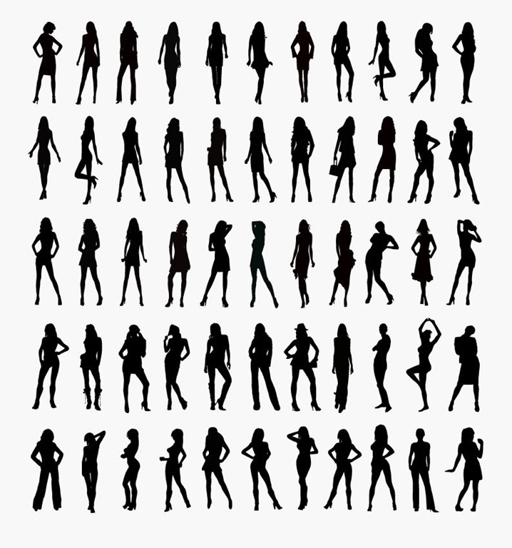 718x768 Vector Set Of Woman Silhouettes Free Vector Graphics All Free
