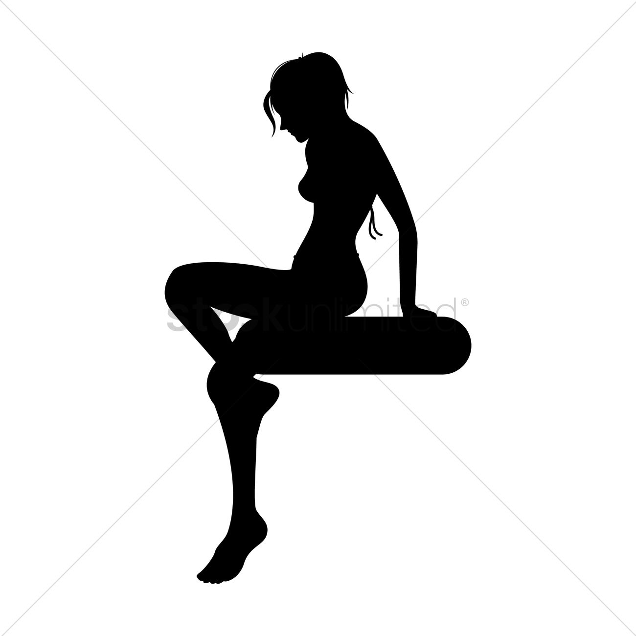 1300x1300 Silhouette Of Woman Sitting Vector Image