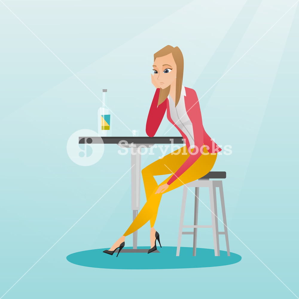 1000x1000 Caucasian Woman Sitting In The Bar And Drinking A Cocktail Young
