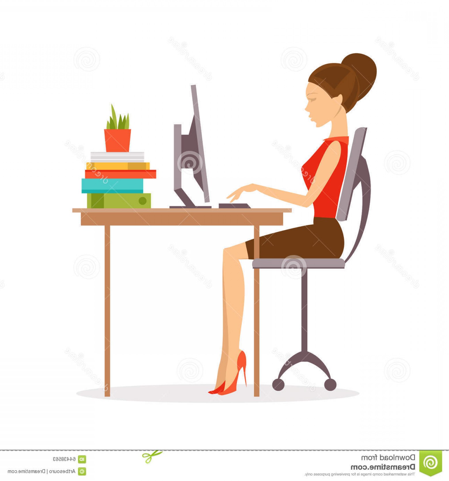 1560x1668 Stock Illustration Correct Posture Vector Illustration Woman