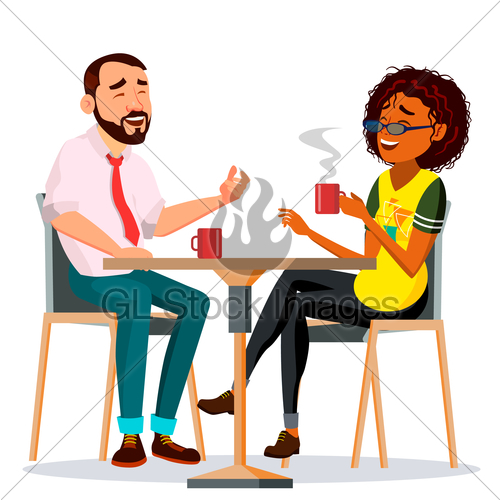 500x500 Couple In Restaurant Vector Man And Woman Sitting Toget Gl