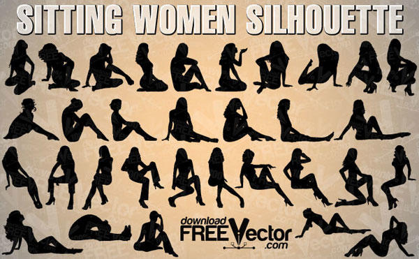 600x371 Woman Sitting Silhouette Vector Free
