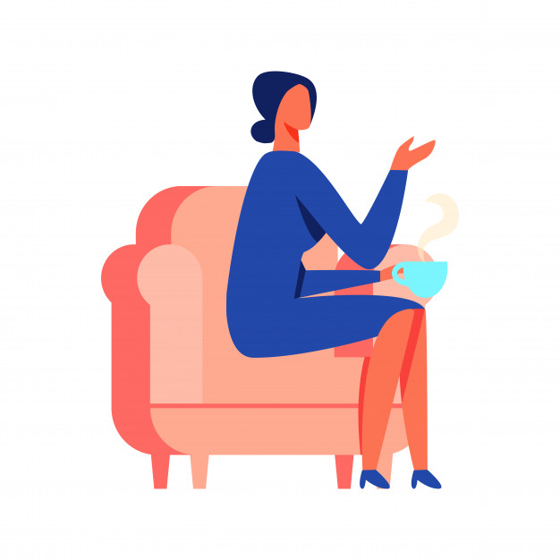 626x626 Woman In Blue Dress Sitting Vector Premium Download