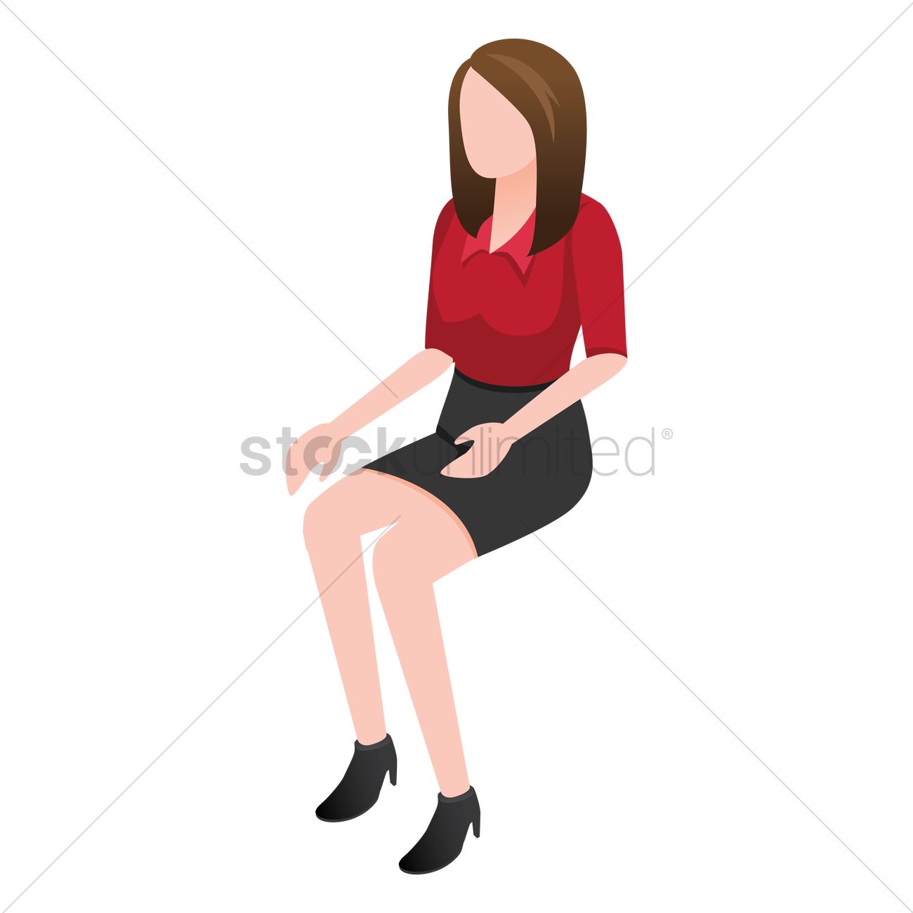 1300x1300 Isometric Woman Sitting Vector Image