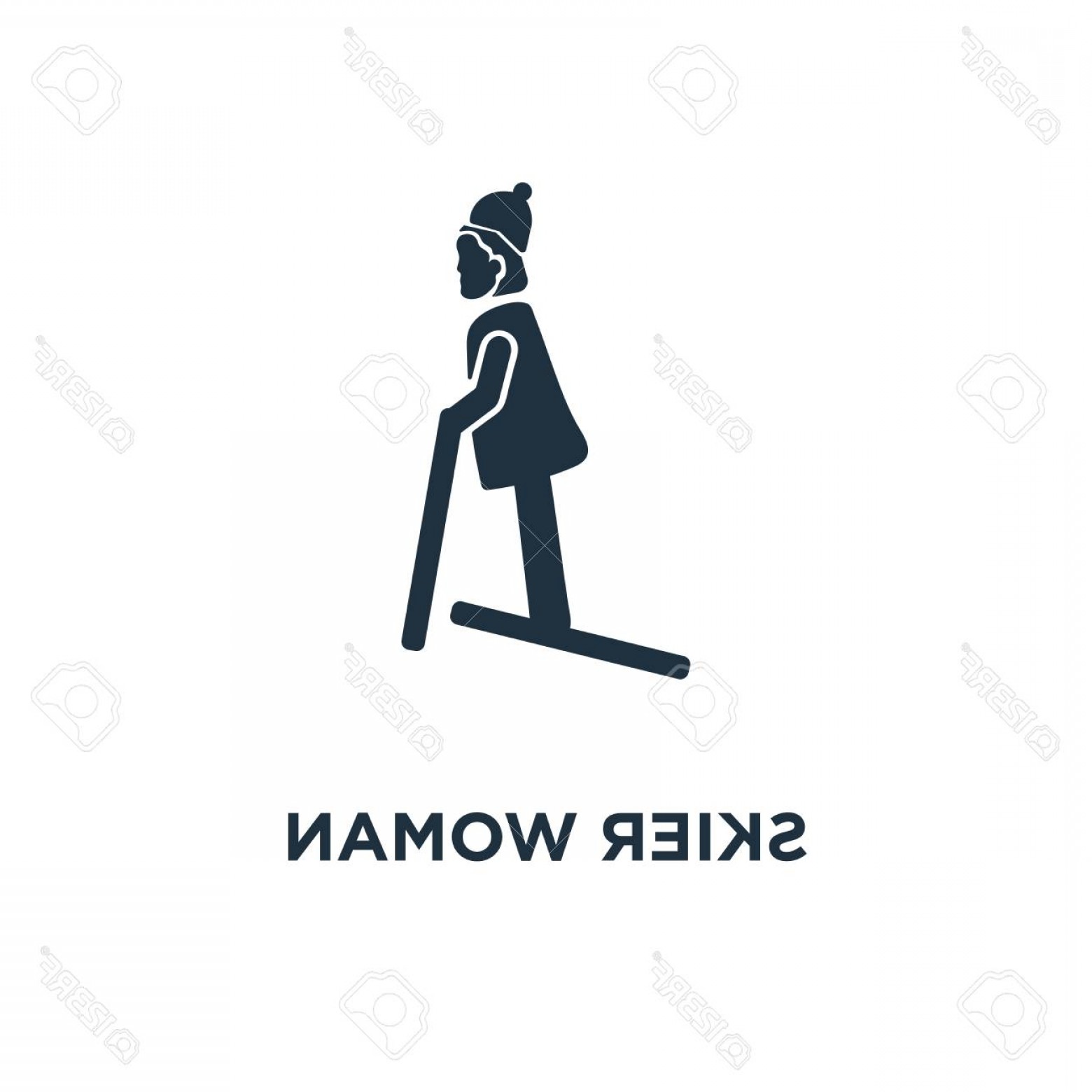 1560x1560 Photostock Vector Skier Woman Icon Black Filled Vector