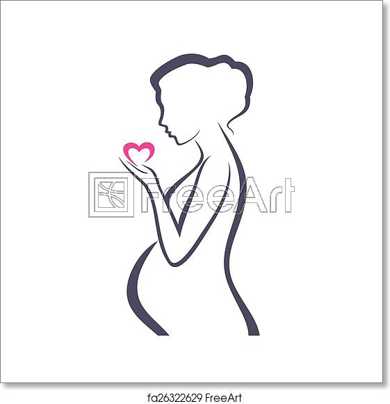 561x581 Free Art Print Of Pregnant Woman Symbol, Stylized Vector Sketch