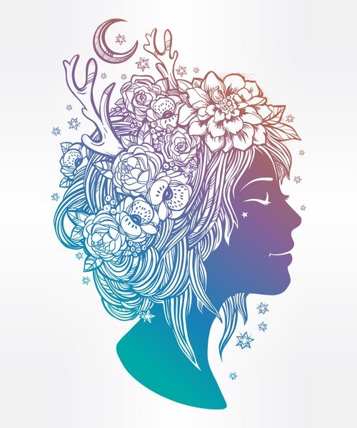 500x600 Floral Woman Art Vector Material Free Download