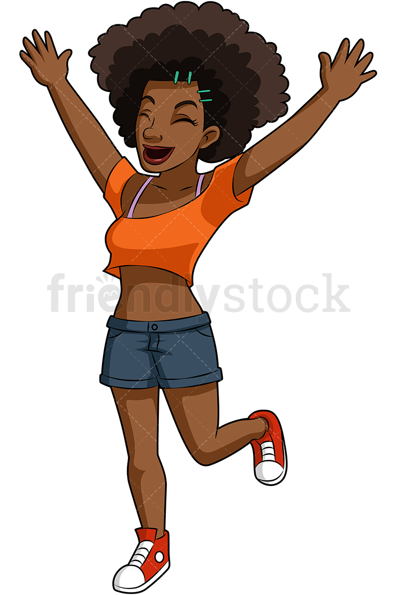 800x1200 Happy Black Woman Cartoon Vector Clipart