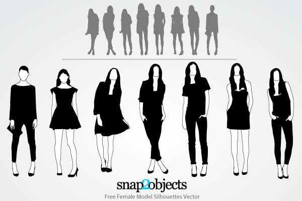 600x400 Free Female Model Silhouettes Vector Pack