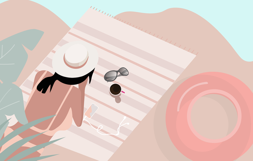 1024x650 Summer Beach Woman Vector