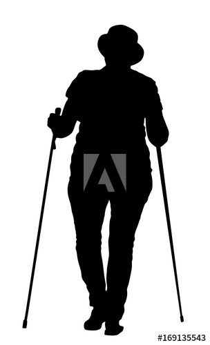 304x500 Nordic Walking Vector Silhouette Illustration Isolated On White