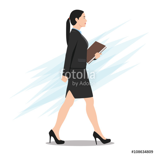 500x500 Side View Of A Business Woman Walking With Folder Stock
