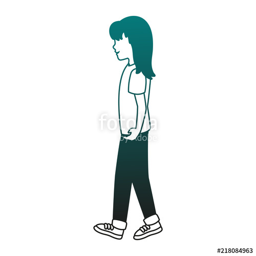 500x500 Young Woman Walking Vector Illustration Graphic Design Stock