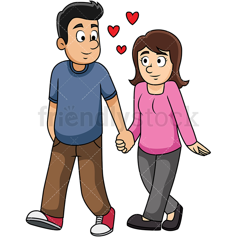 800x800 Cartoon Man And Woman Holding Hands Vector Clipart