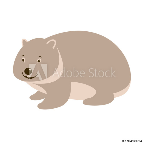 500x500 Cartoon Wombat, Vector Illustration,flat Style