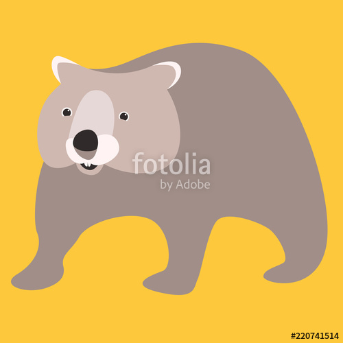 500x500 Cartoon Wombat Vector Illustration Flat Style Front Stock Image