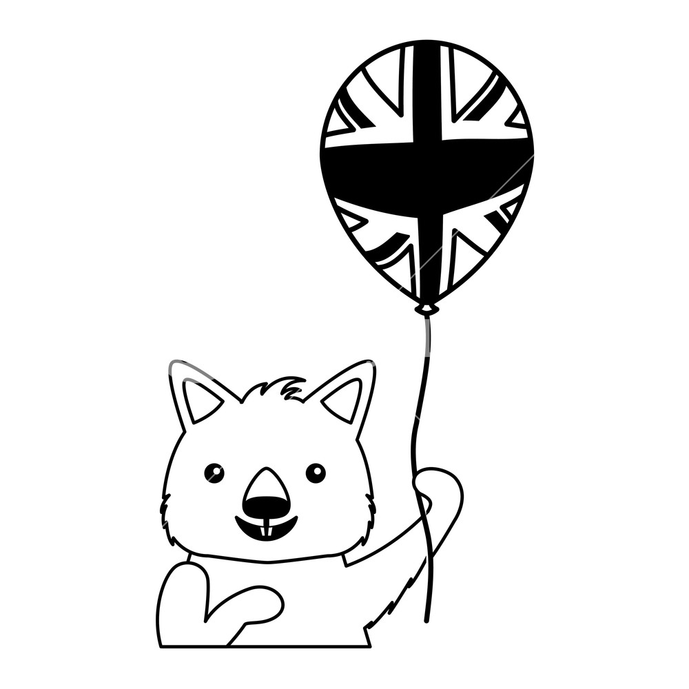 1000x1000 Wombat With Hat And Balloon Australian Celebration Vector