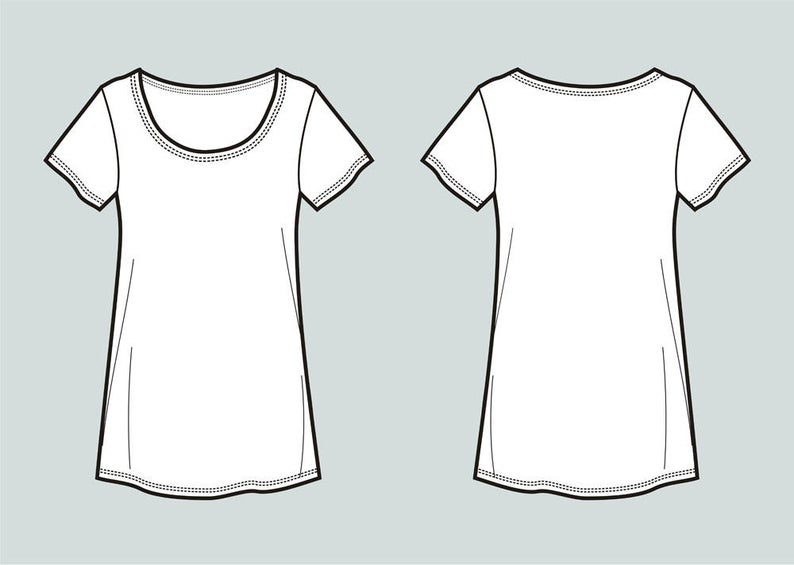 794x565 T Shirt Vector Fashion Flat Sketch Adobe Illustrator Design Etsy