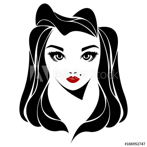 500x500 Vector Illustration Of A Girl With Beautiful Hair Icon, Logo