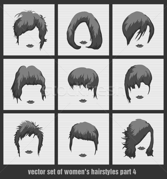 559x600 Vector Set Of Women's Hairstyles Vector Illustration Andrei Doll