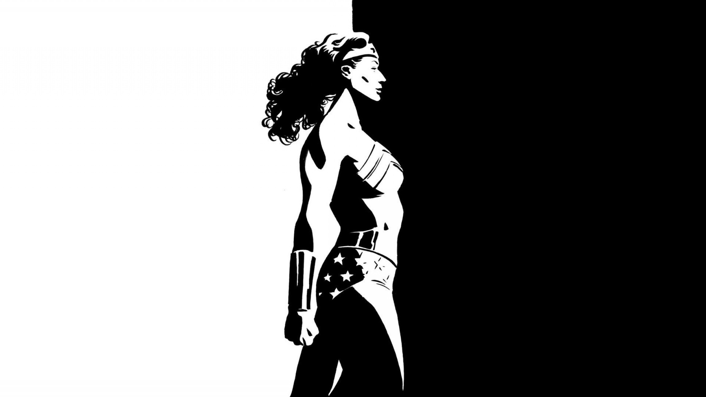 2304x1296 Black And White Dc Comics Vector Wonder Woman Wallpaper Geekchicpro