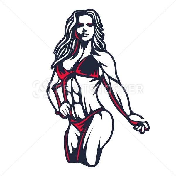 600x600 Fitness Bikini Woman Or Girl Figure Silhouette In Old Engraving