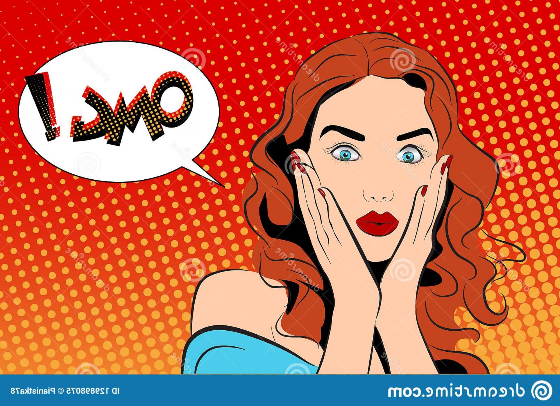 1920x1390 Pop Art Vector Illustration Amazed Girl Wonder Ginger Haired Woman