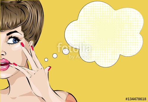 500x346 Pin Up Style Wonder Woman With Speech Bubble, Pop Art Girl