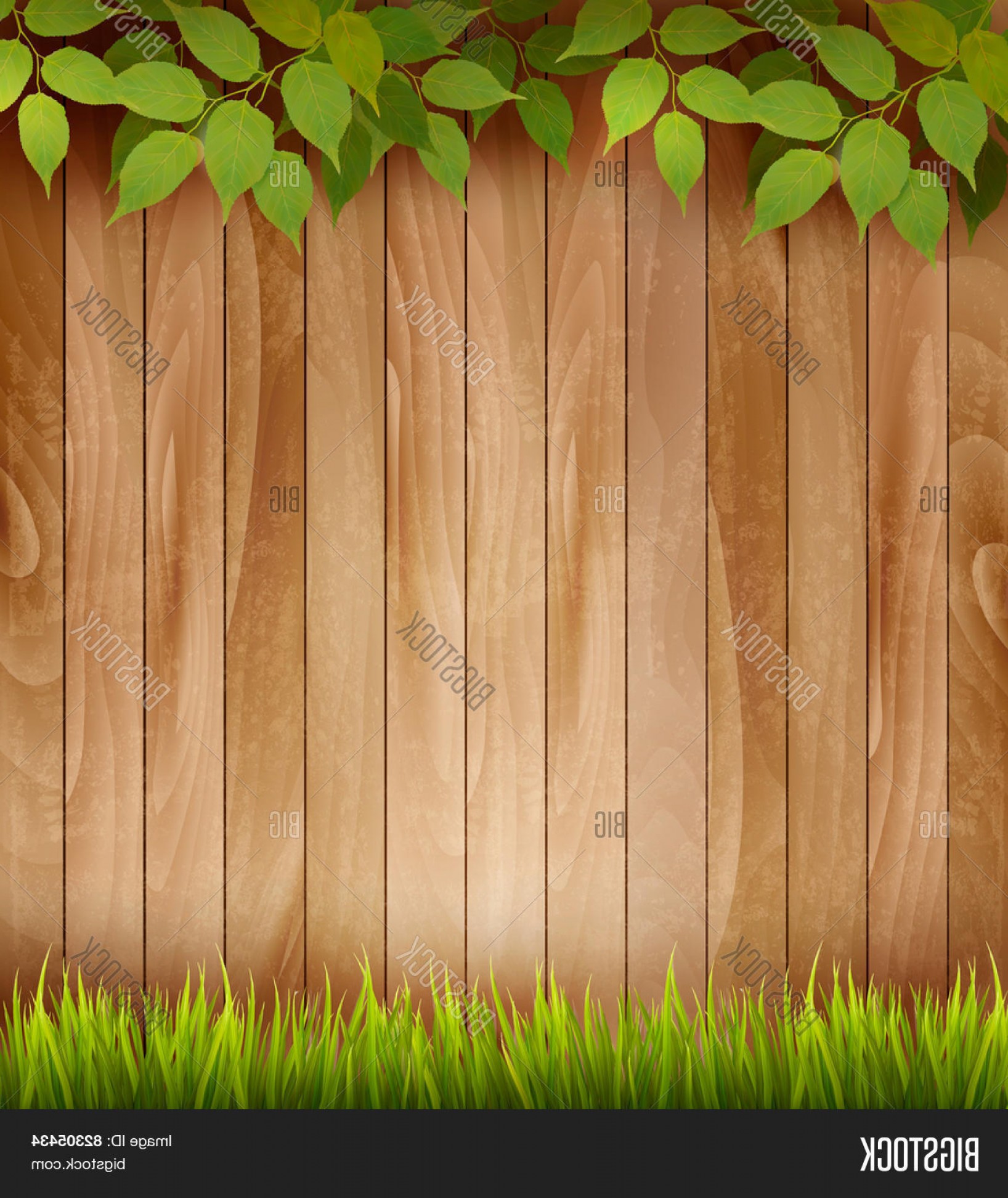 Stock Vector Natural Wooden Background With Leaves And Grass 1636x1944 Stock Vector Natural Wooden Background With Leaves And Grass