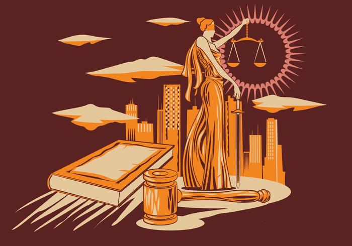 Lady Justice Vector Illustration In Wood Carving Design Style 700x490 Lady Justice Vector Illustration In Wood Carving Design Style