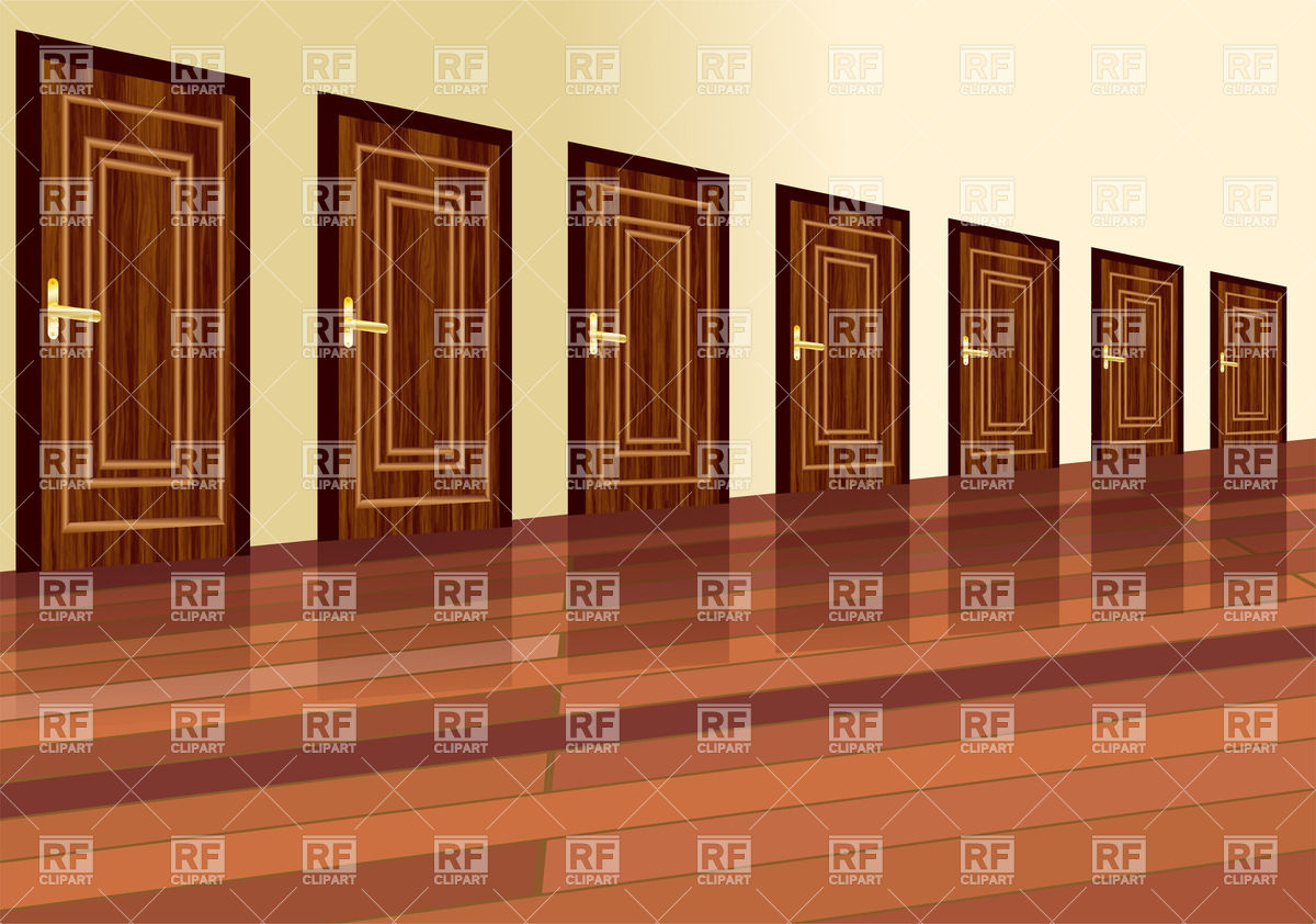 Doors Row In The Corridor With Wooden Floor Vector Image 1200x842 Doors Row In The Corridor With Wooden Floor Vector Image