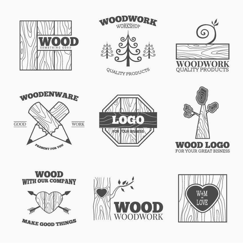 851x851 Wood Woodwork Logos Design Vector Free Download