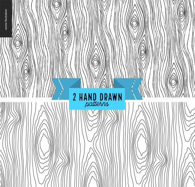 626x600 Seamless Black And White Hand Drawn Wood Pattern Vector Premium