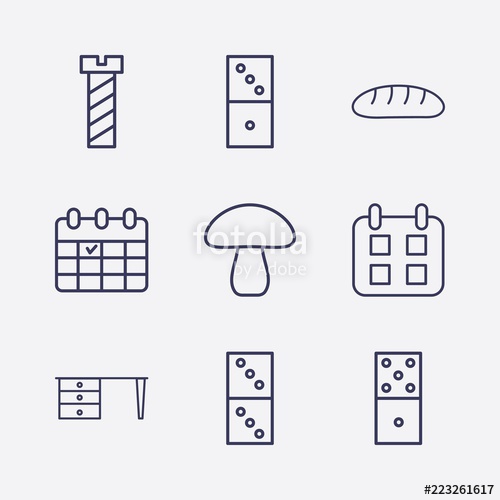 500x500 Outline Wood Icon Set Bread, Table, Screw, Calendar, Domino