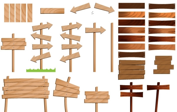 600x380 Free Vectors Wood Signs Vector Set Dragonartz