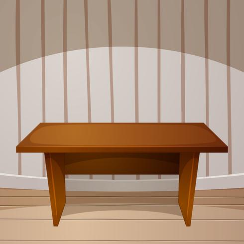 490x490 Cartoon Room Wooden Table Vector Illustration