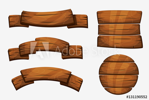 500x334 Cartoon Wooden Plank Signs Wood Banner Vector Elements Isolated