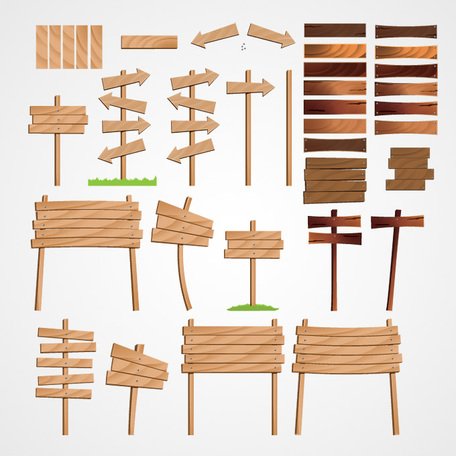 456x456 Free Wood Arrow Wooden Signs Vector Set