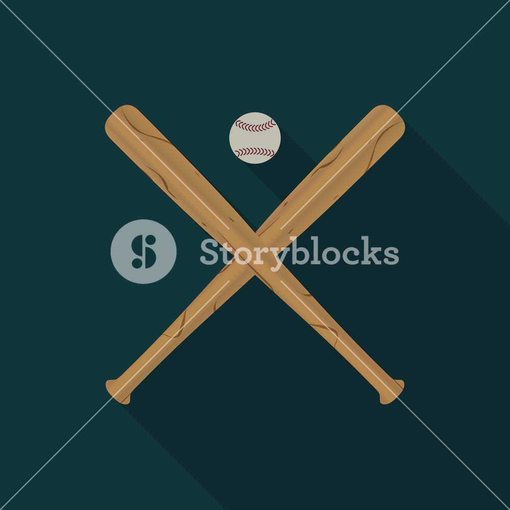 Baseball Icon With Two Wooden Baseball Bats And Ball, A Long 1000x1000 Baseball Icon With Two Wooden Baseball Bats And Ball, A Long