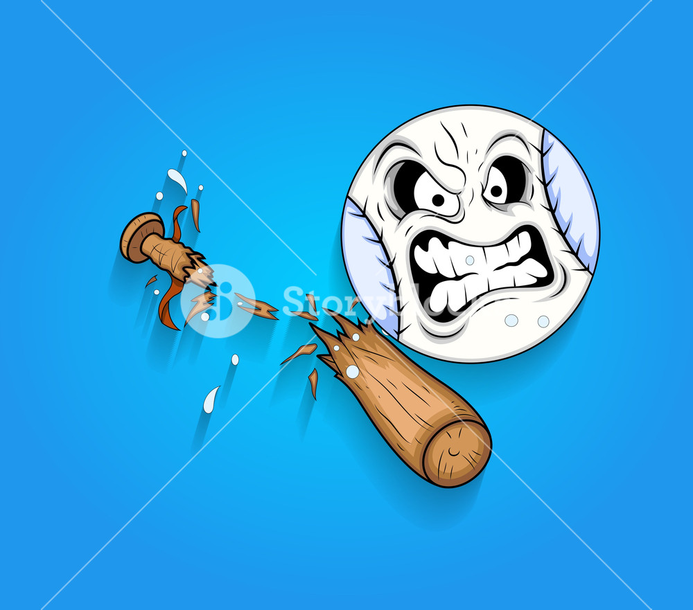 Angry Ball Face With Broken Wooden Baseball Bat Vector Royalty 1000x881 Angry Ball Face With Broken Wooden Baseball Bat Vector Royalty