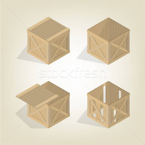 Realistic Wooden Box Isometric, Vector Illustration Vector 600x600 Realistic Wooden Box Isometric, Vector Illustration Vector