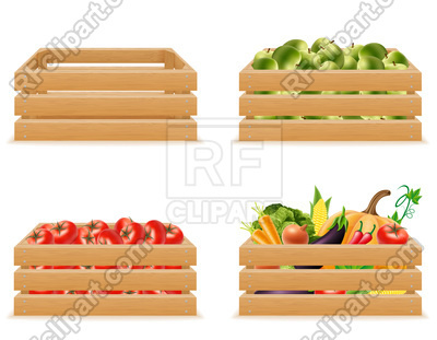 Set Wooden Box With Fresh And Healthy Vegetables Vector Image 400x311 Set Wooden Box With Fresh And Healthy Vegetables Vector Image