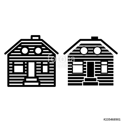 500x500 Wooden House Line And Glyph Icon Suburban Family House Vector