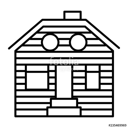 500x500 Wooden House Thin Line Icon Suburban Family House Vector
