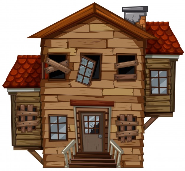626x580 Wooden House With Bad Condition Vector Free Download